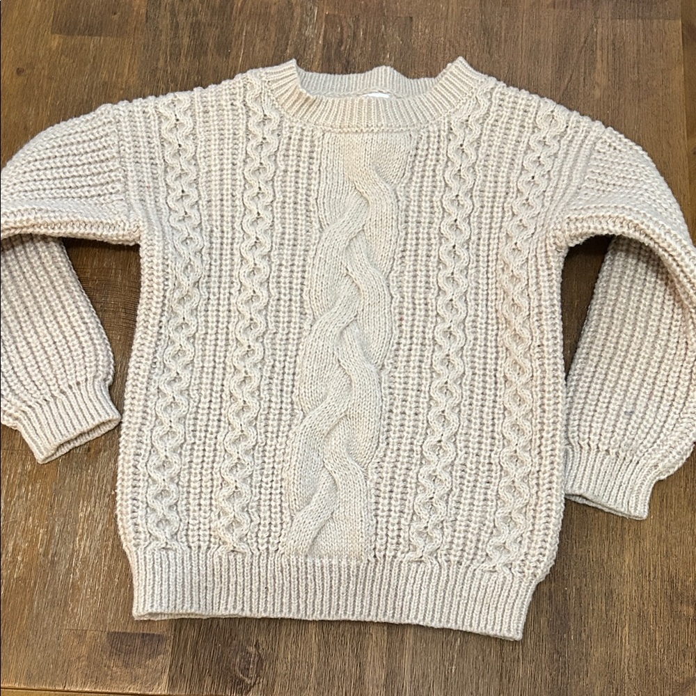 Cat & Jack kids  Beige Cable Knit Crewneck Sweater